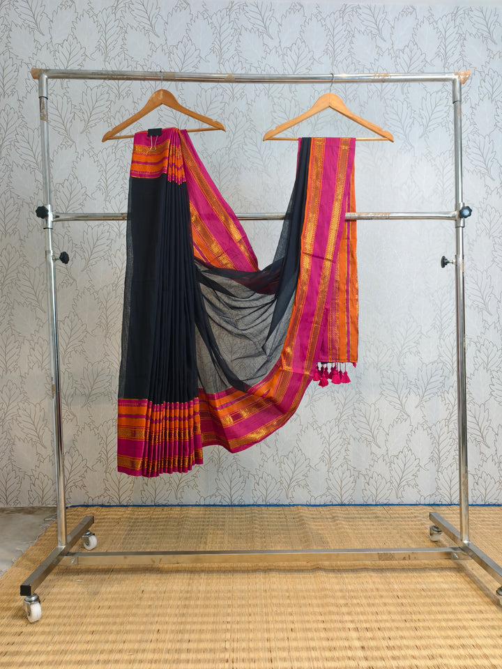 mul cotton saree with kanchi border
