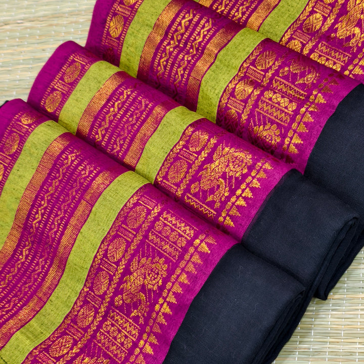 Premium mul cotton saree with kanchi border