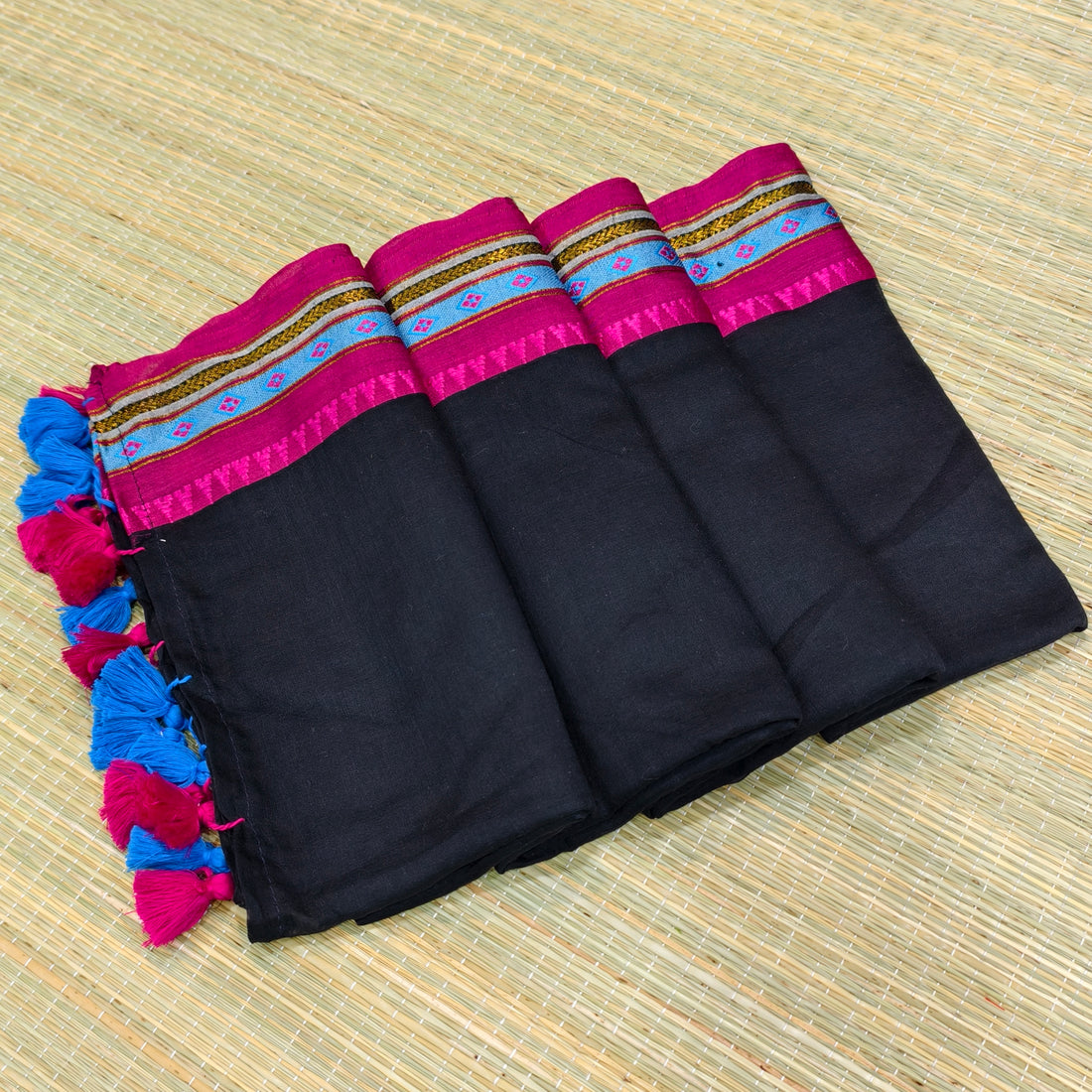 Premium mul cotton saree with multicolor border