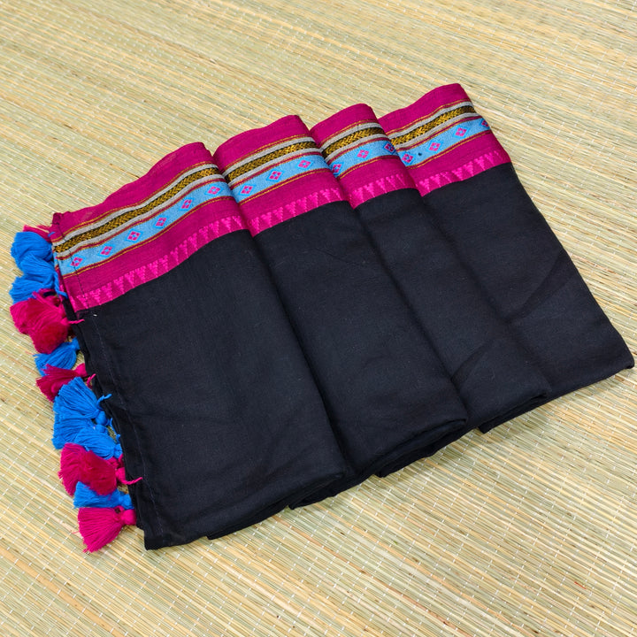 Premium mul cotton saree with multicolor border