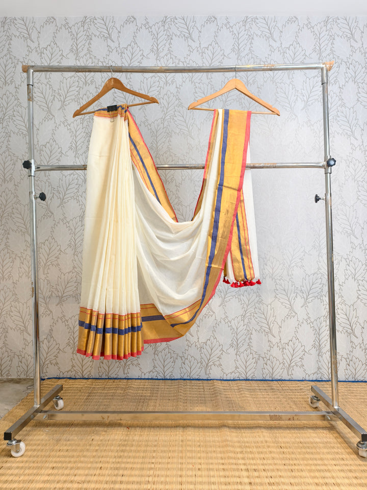 mul cotton saree with zari Border