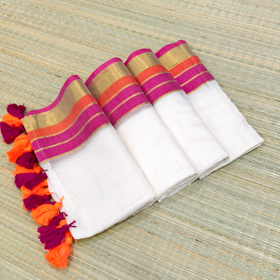Premium mul cotton saree with zari border