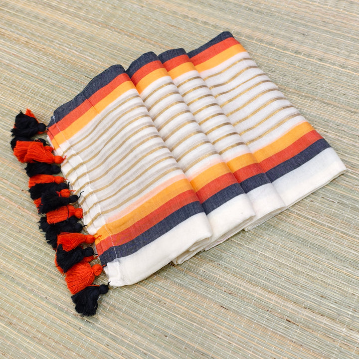 Premium mul cotton saree with zari border