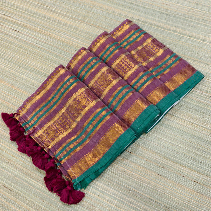 Premium mul cotton white saree with big kanchi border