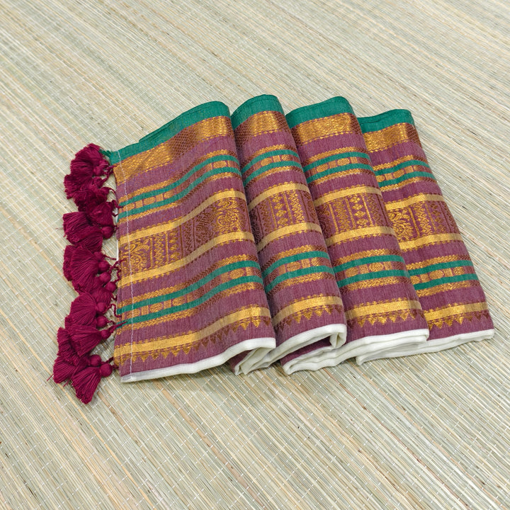 off white mul cotton saree with kanchi border