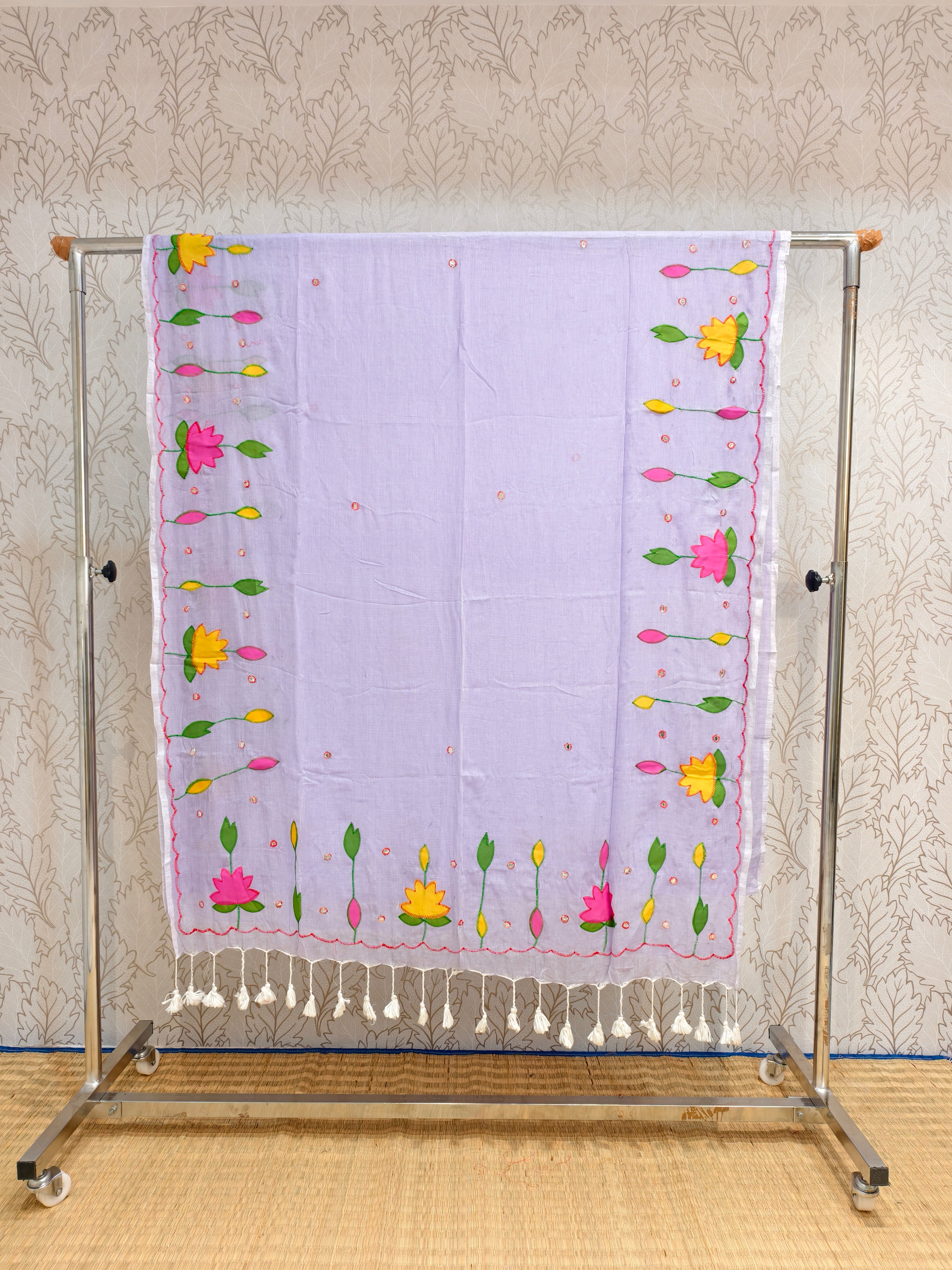 Premium applique work mul cotton saree with out blouse