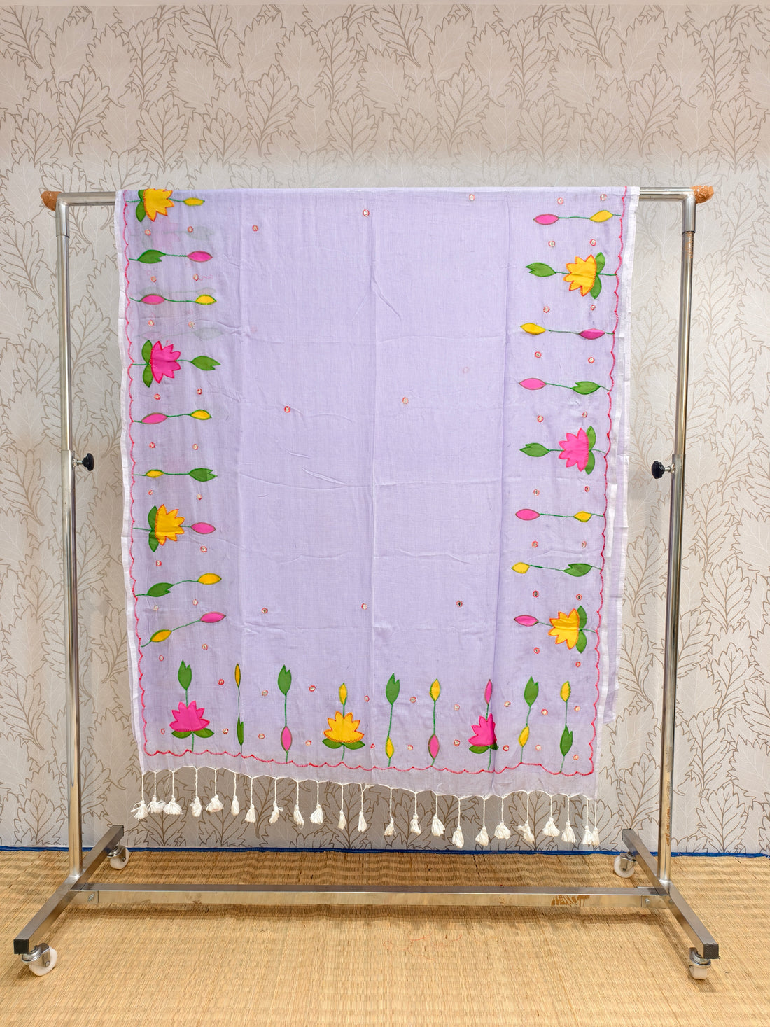 Premium applique work mul cotton saree with out blouse