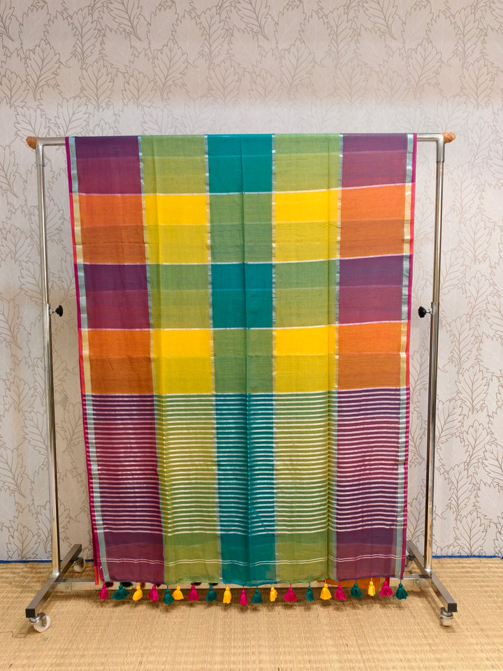 Multicolour big check saree