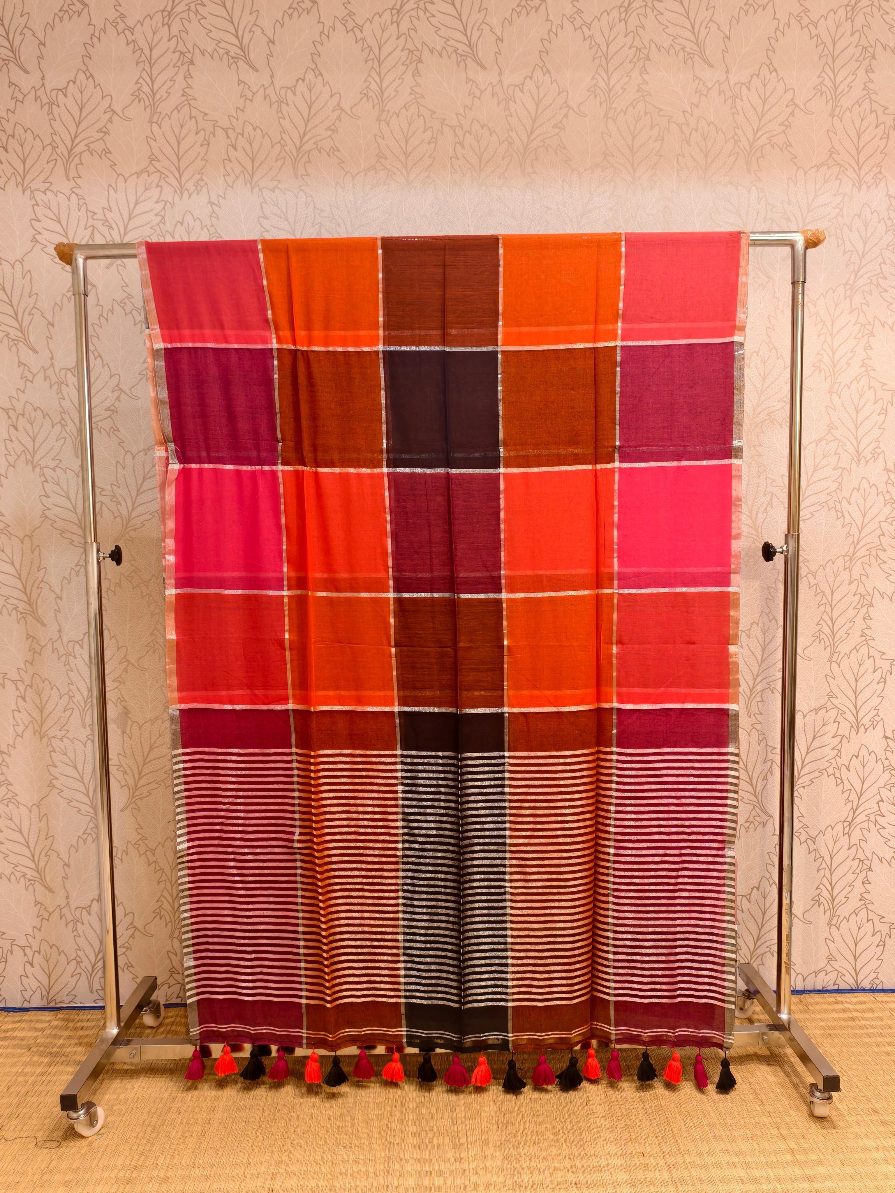 Premium Multicolour big check saree