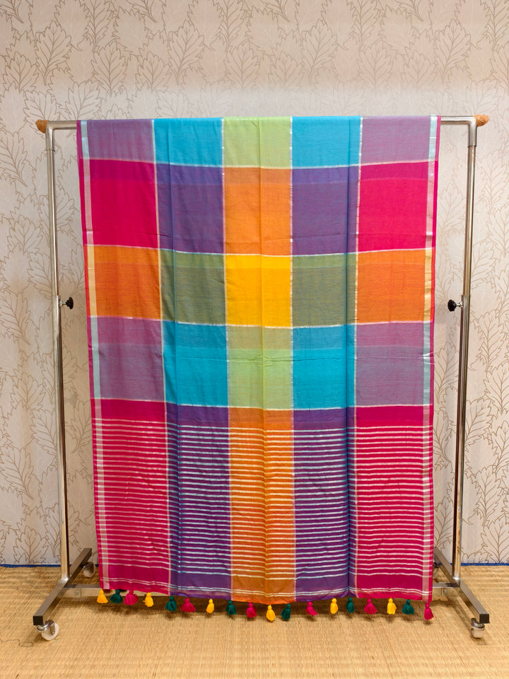 Multicolour big check saree