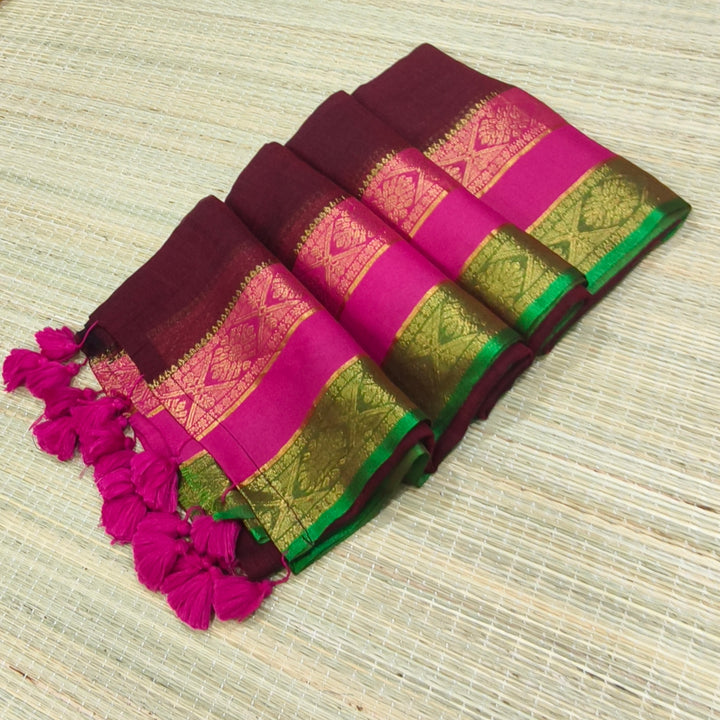 mul cotton saree with kanchi border