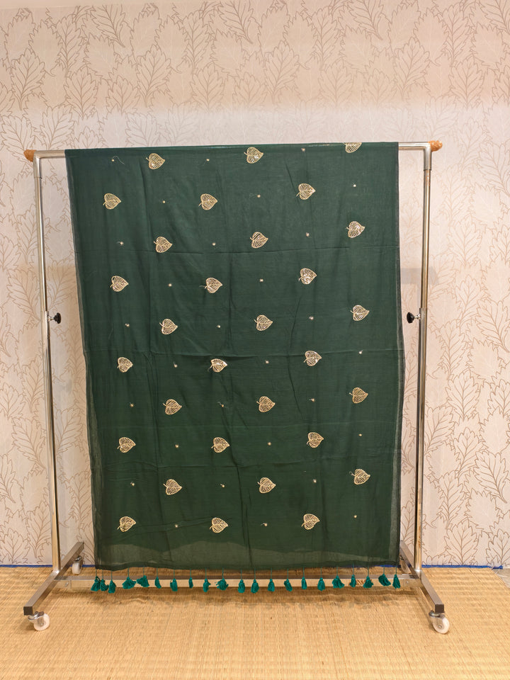 Premium mul with leaf sequence all over saree