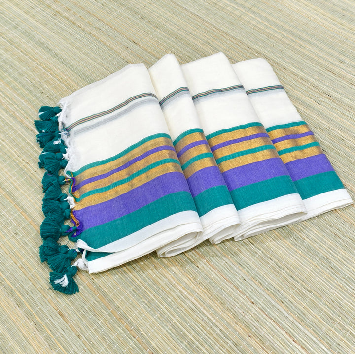 off white mul cotton saree with zari border
