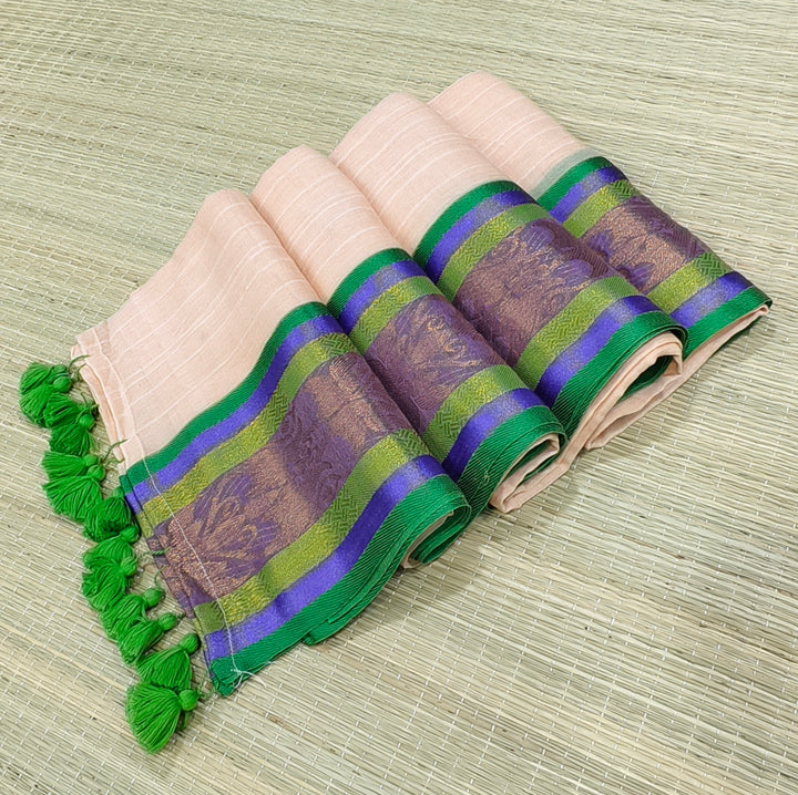 mul cotton saree with kanchi border