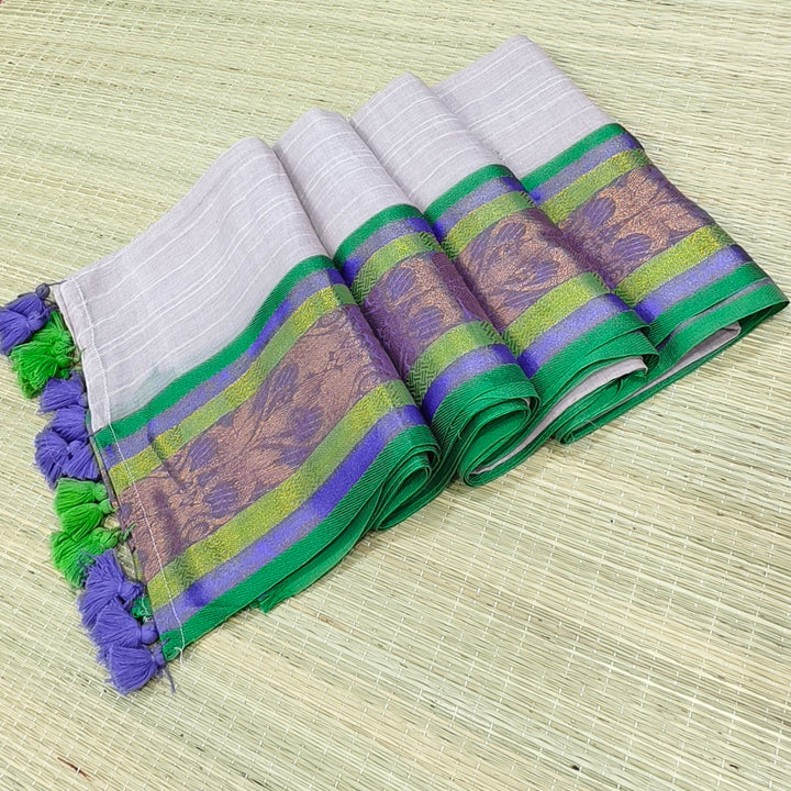mul cotton saree with kanchi border
