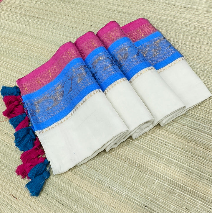 mul cotton saree with kanchi border