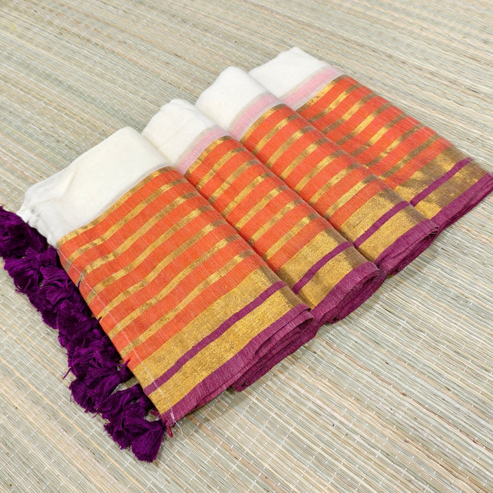 mul cotton saree with zari border