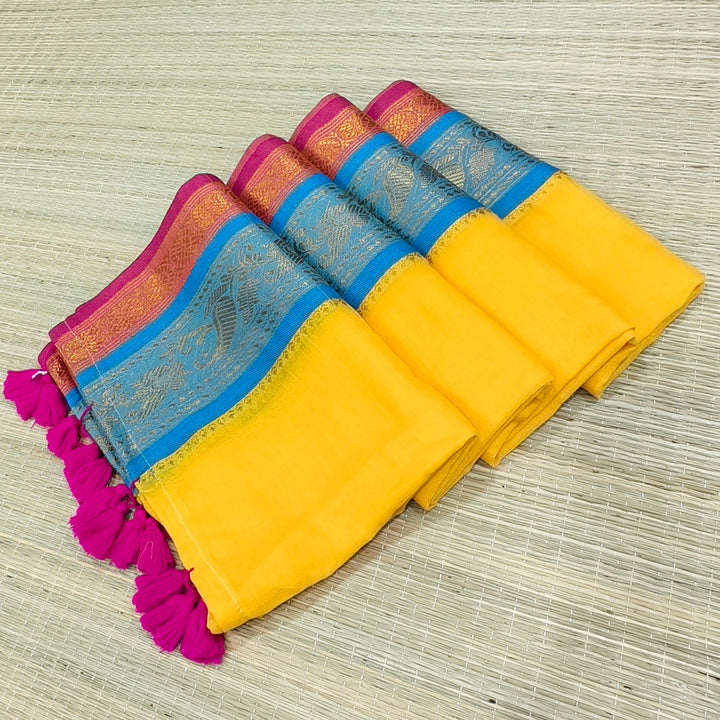 mul cotton saree with kanchi border