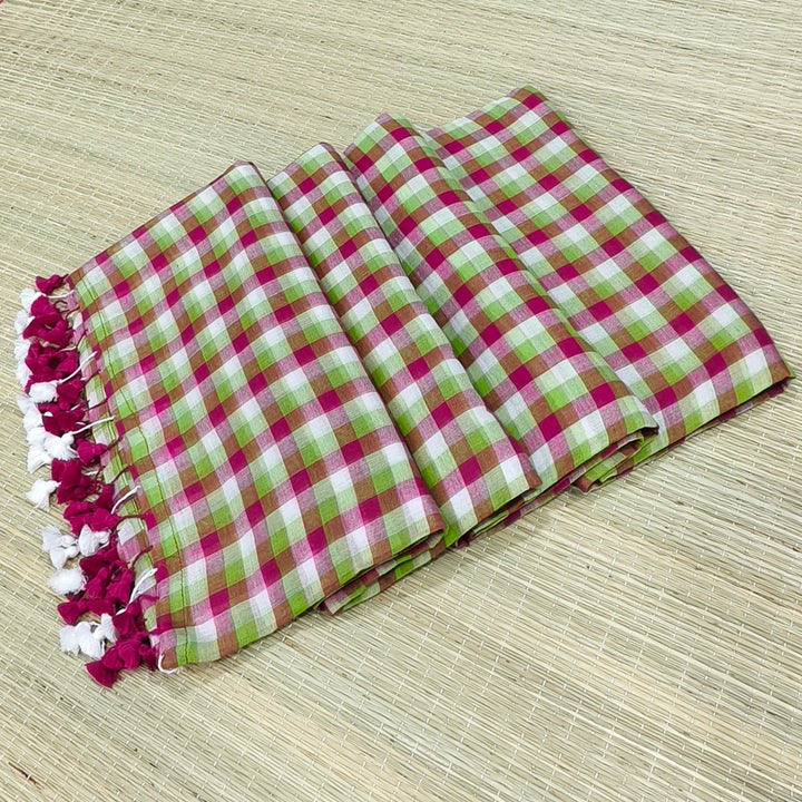 Multi colour mul check saree