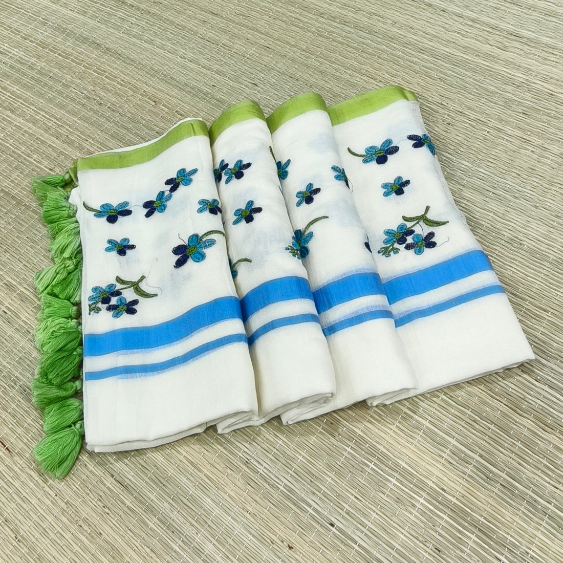 Premium mul cotton saree with embroidery on border