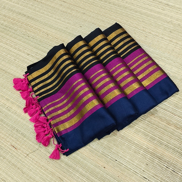 Premium kadhi cotton saree with multicolour border