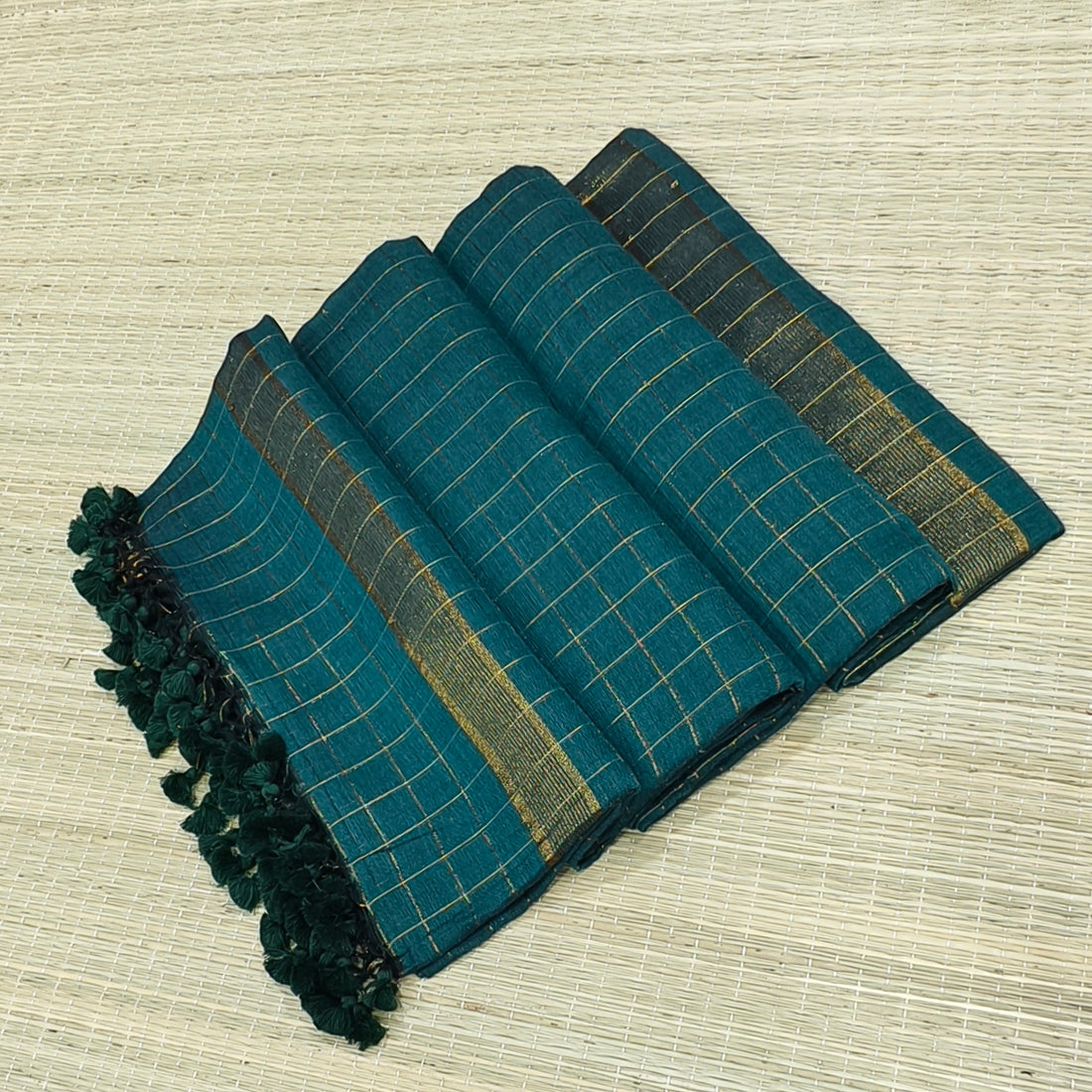 Premium zari checks mul cotton saree