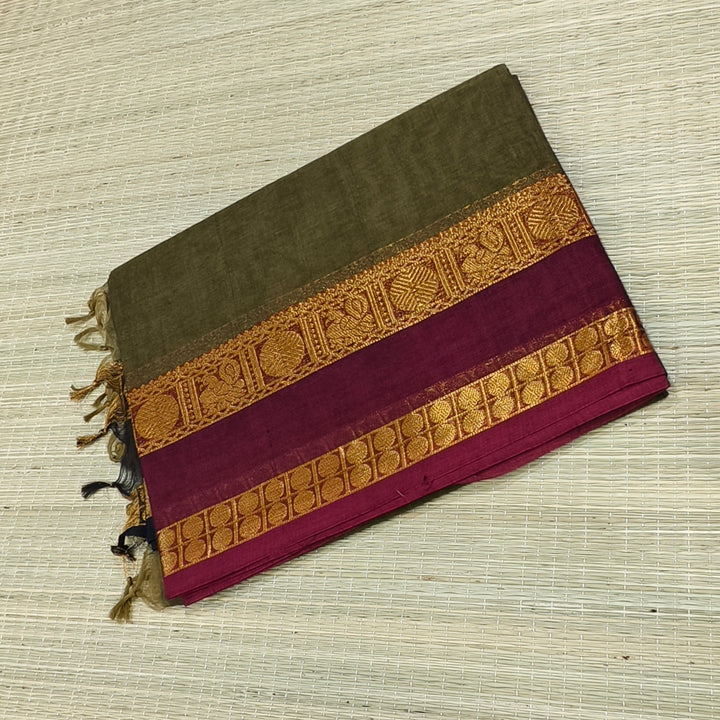 Kanchi cotton saree with ganga jamuna border