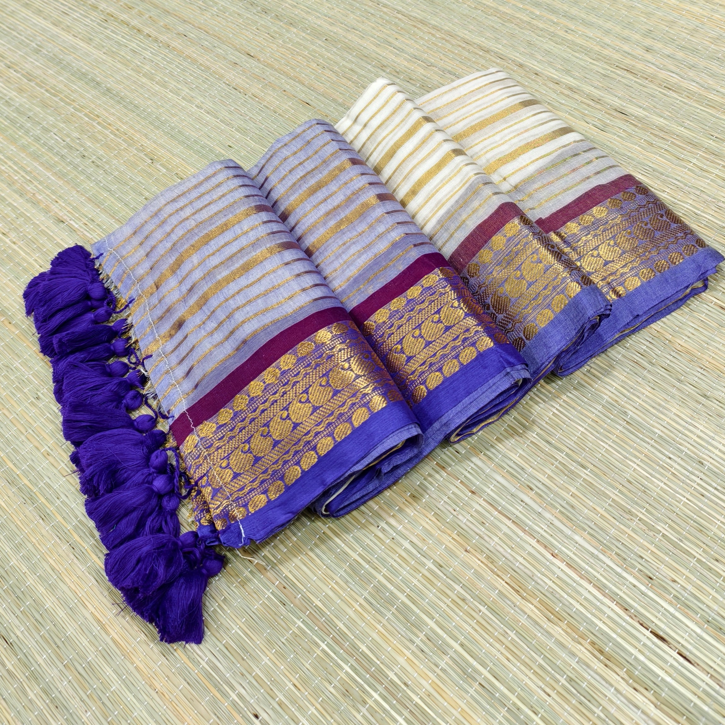 Premium zari stripes saree with kanchi border