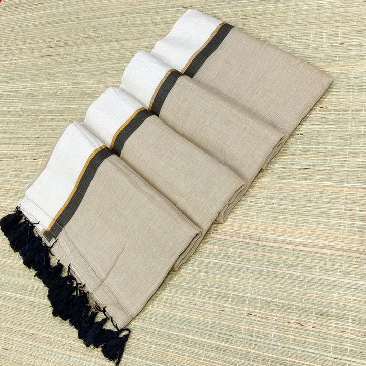 Mul cotton saree with white border