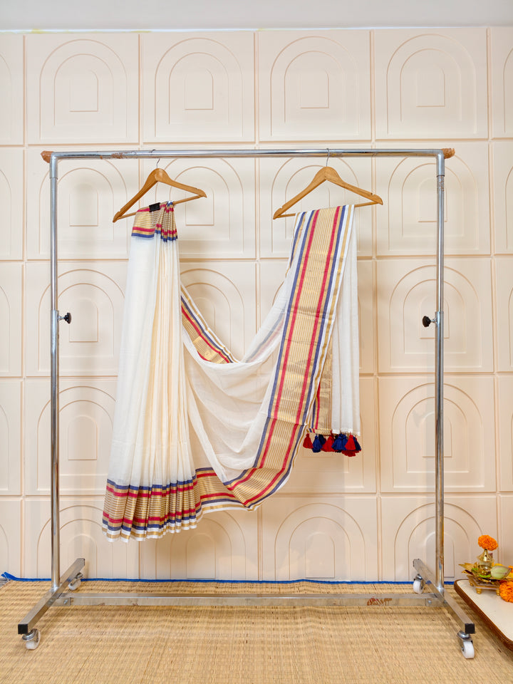 mul cotton saree with zari border