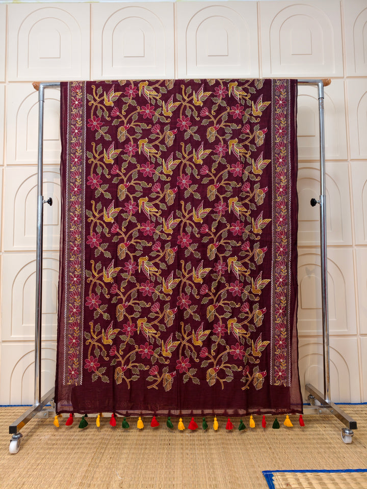 Premium Mul cotton kantha stich saree