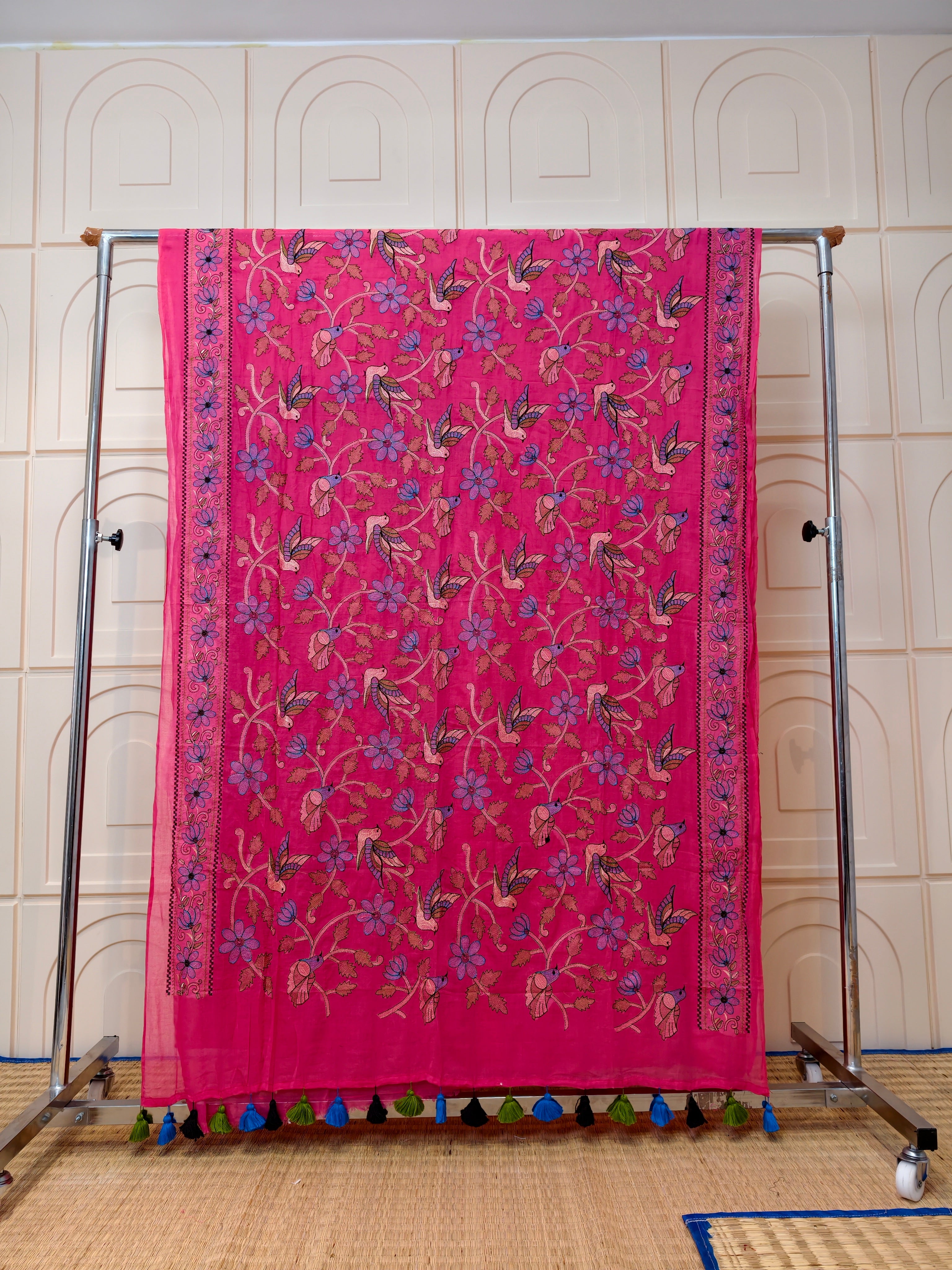 Premium Mul cotton kantha stich saree