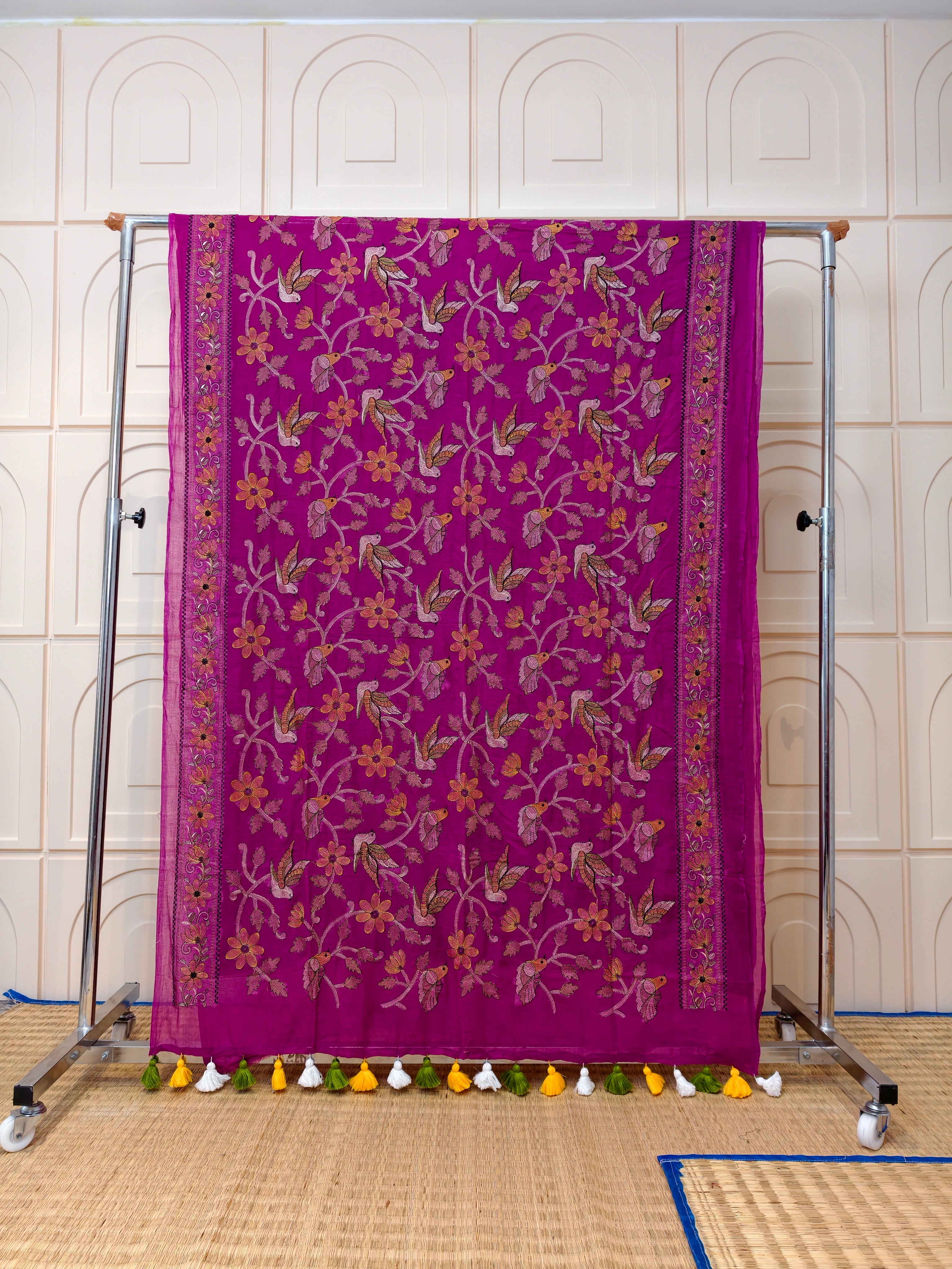 Premium Mul cotton kantha stich saree