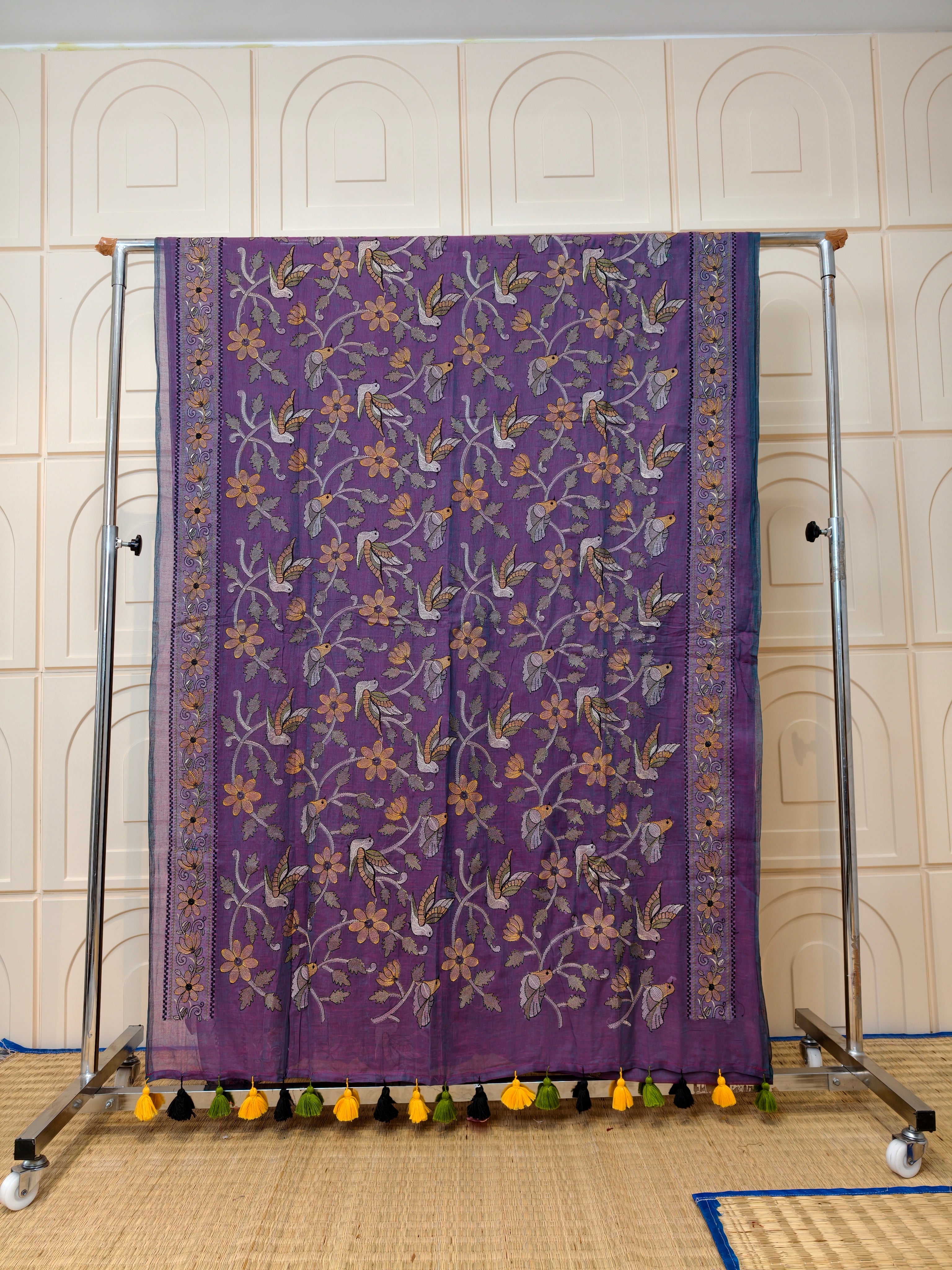Premium Mul cotton kantha stich saree
