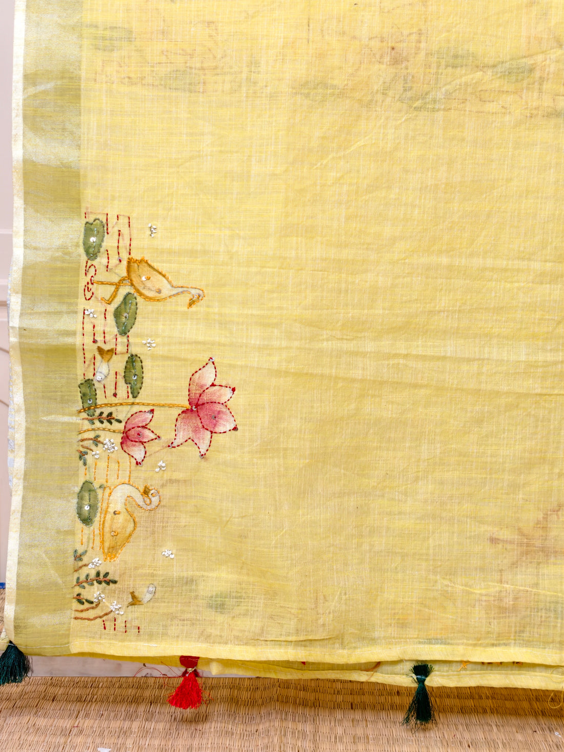 Linen cotton with bullion knot embroidery BN1