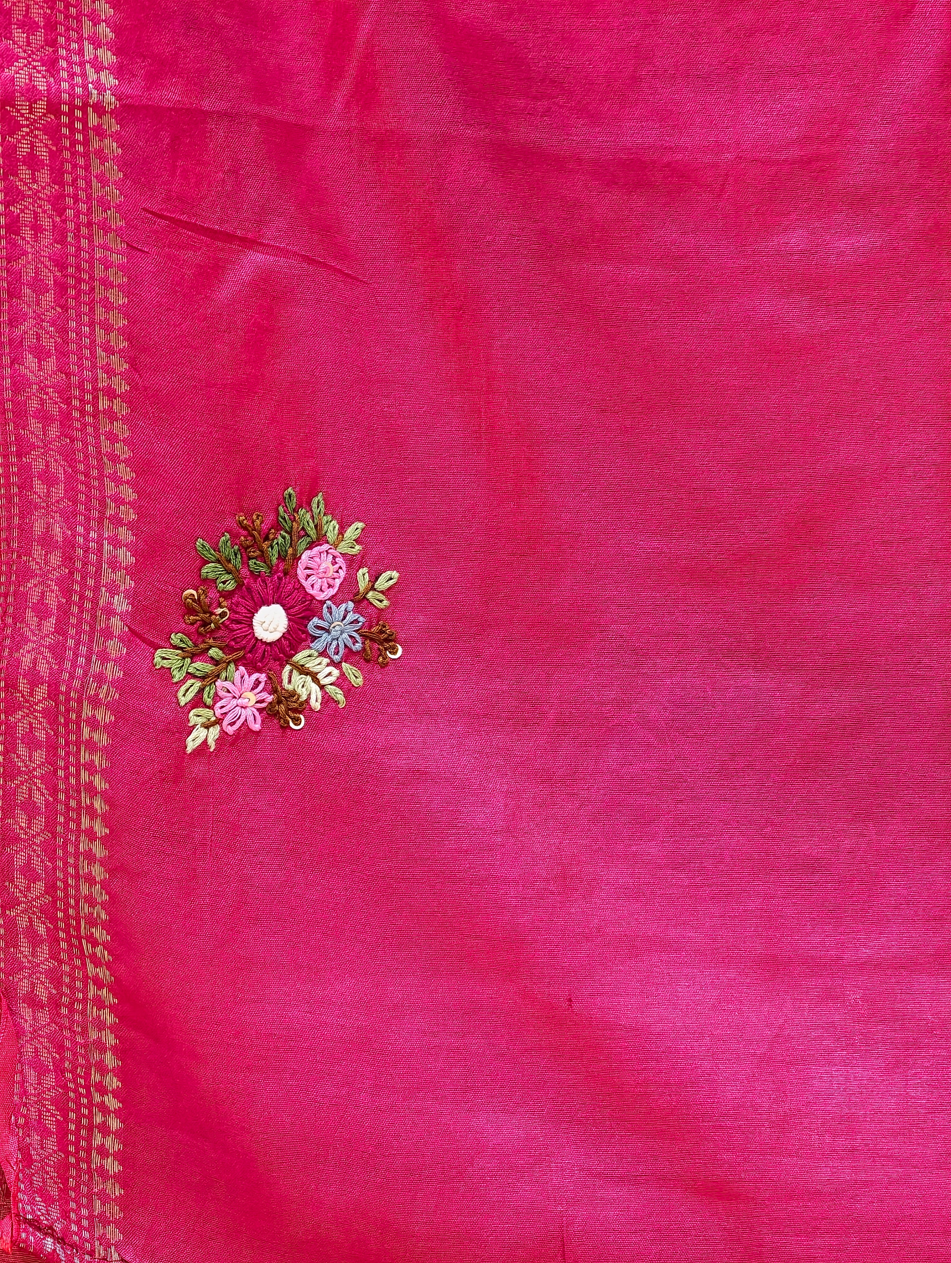 Maheshwari silk saree with hand paint and bullion knot BN3