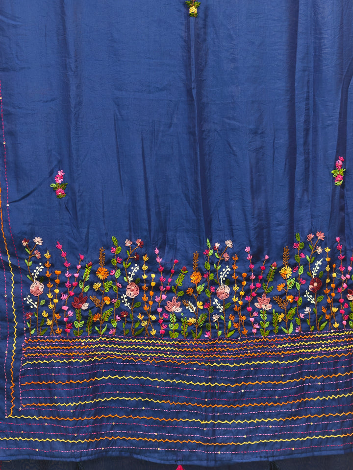 Premium Chanderi silk saree with bullion knot embroidery BN8