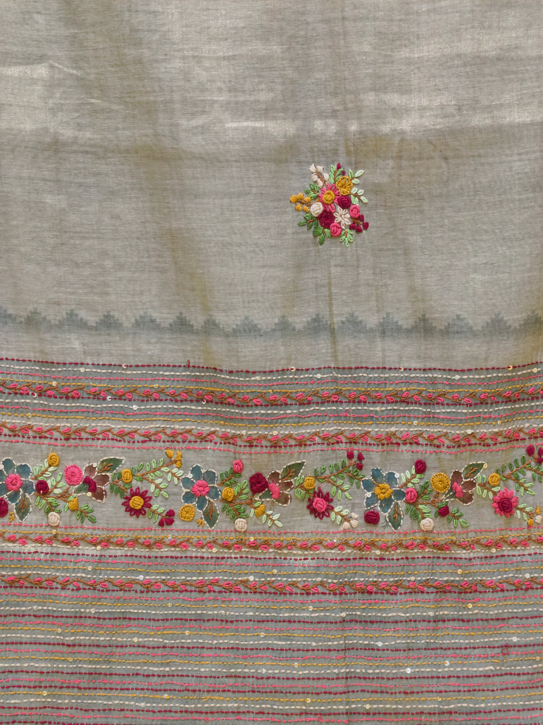 Premium Linen tissue saree with bullion knot BN10
