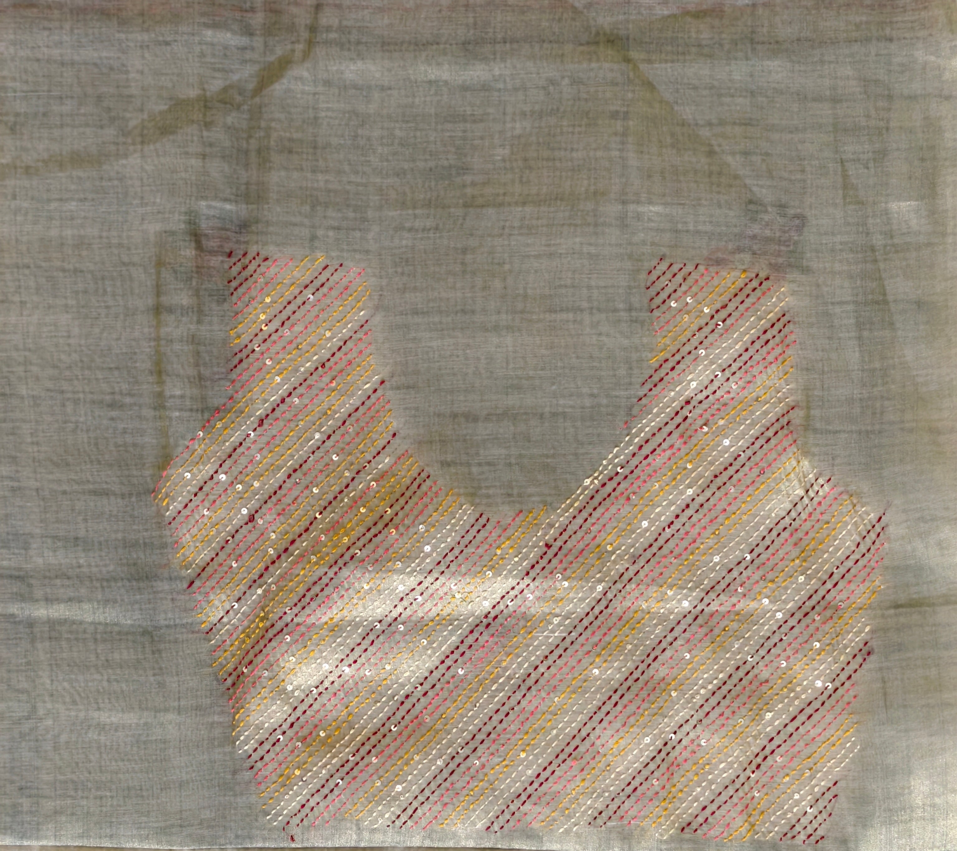 Premium Linen tissue saree with bullion knot BN10