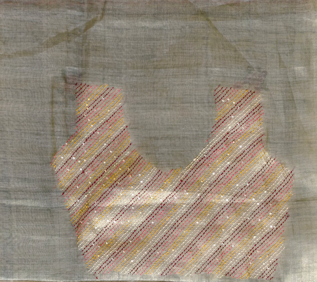 Premium Linen tissue saree with bullion knot BN10