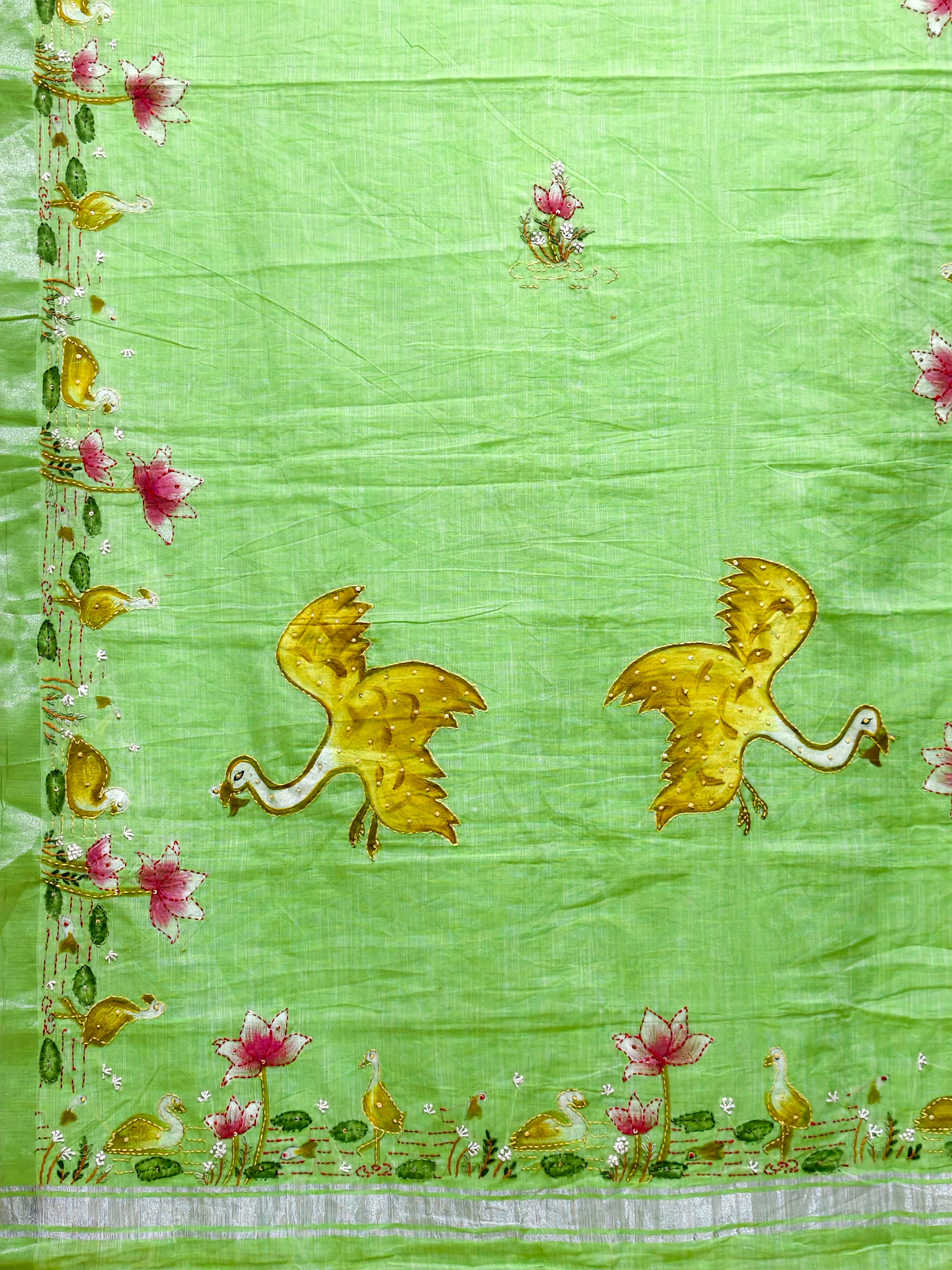 Linen cotton with bullion knot embroidery BN1
