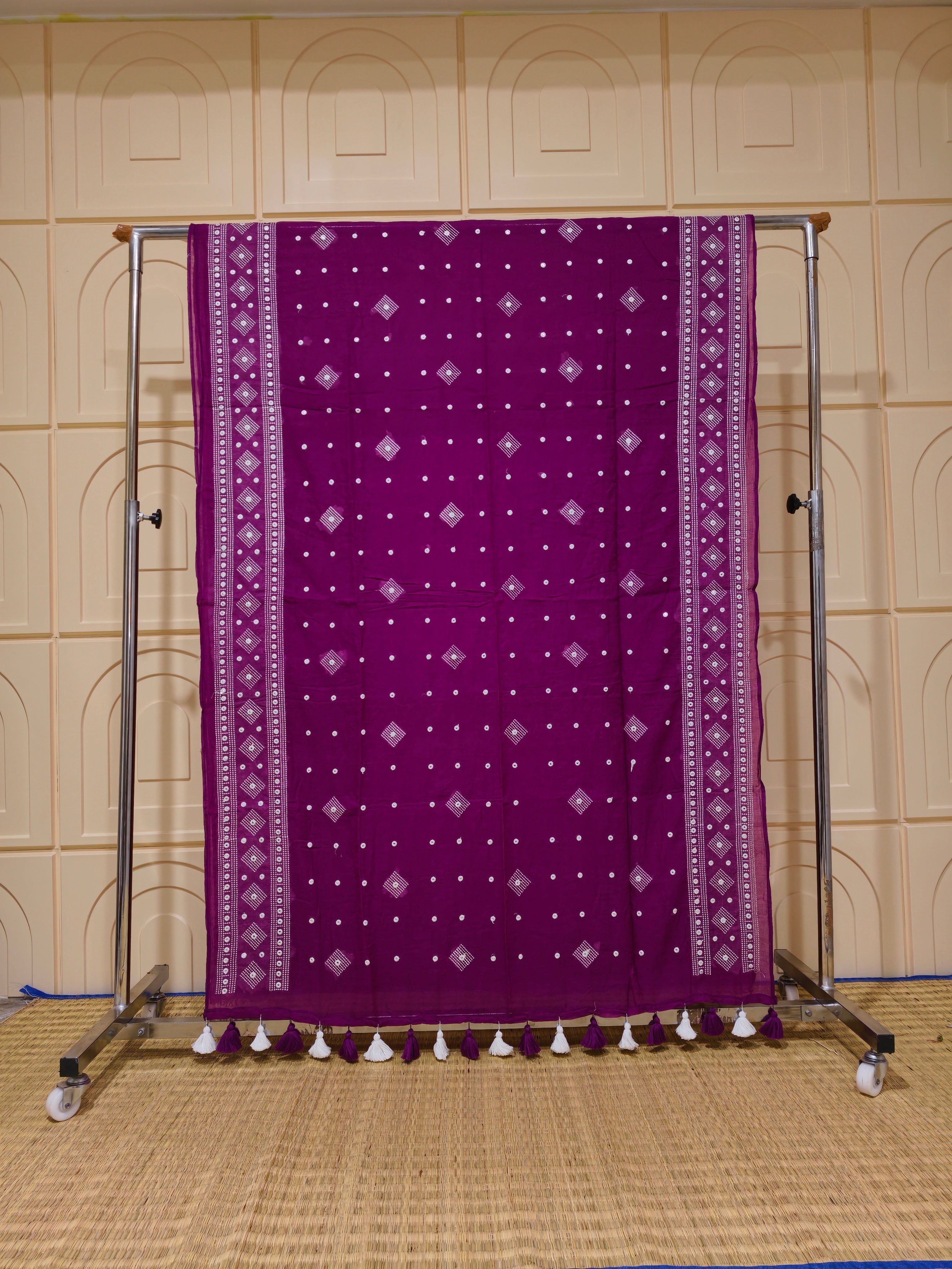 Premium Mul cotton saree with chikankari and foil work
