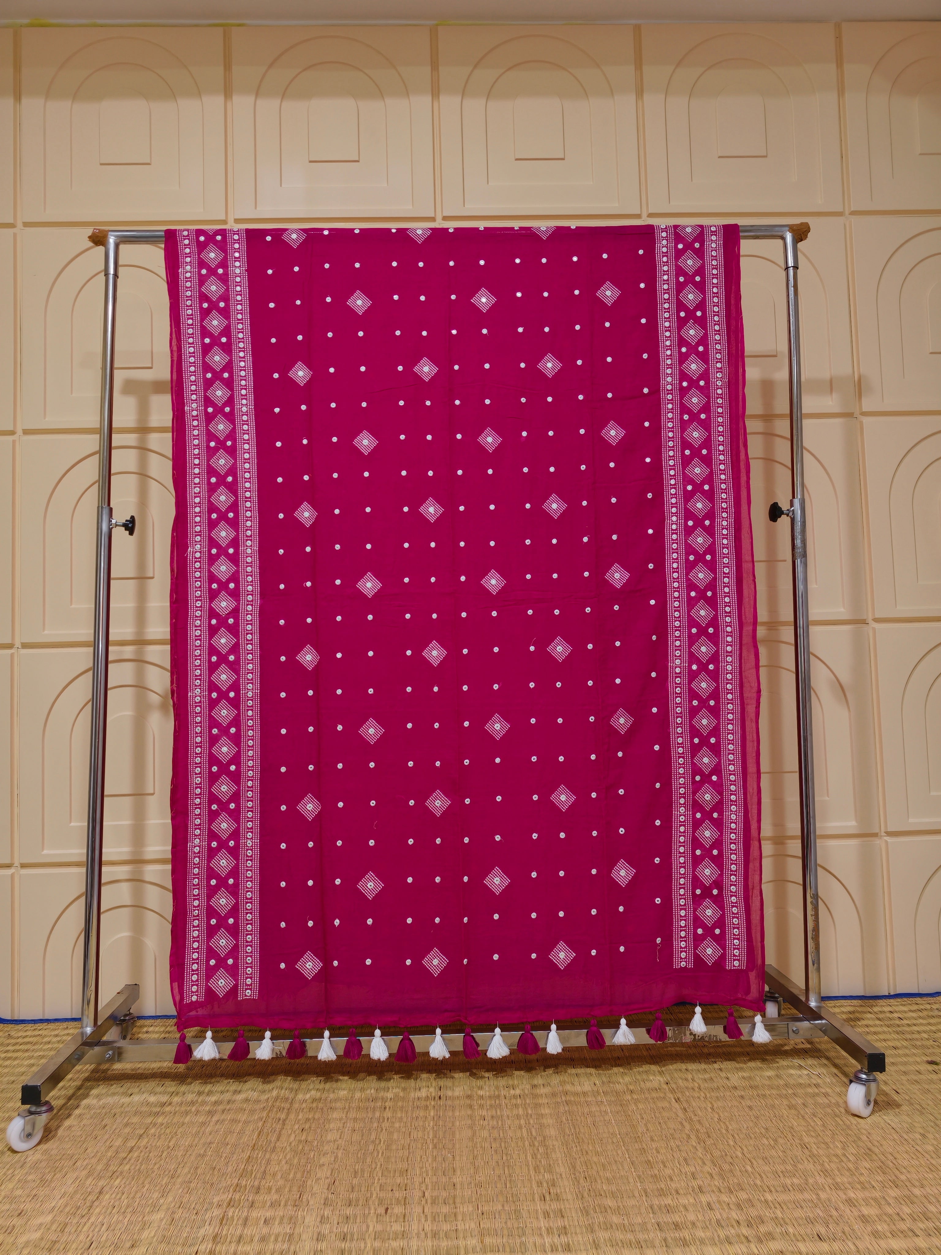 Premium Mul cotton saree with chikankari and foil work