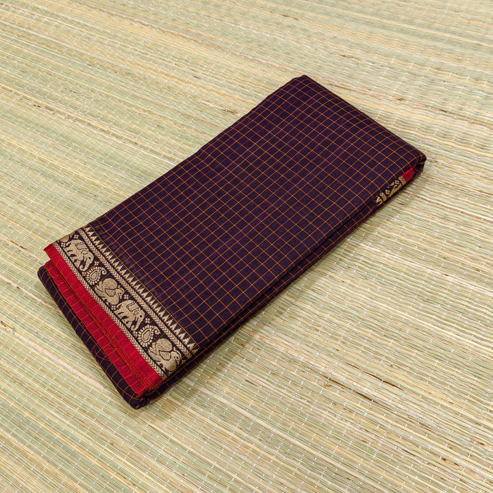 Narayanpet cotton check saree NC9