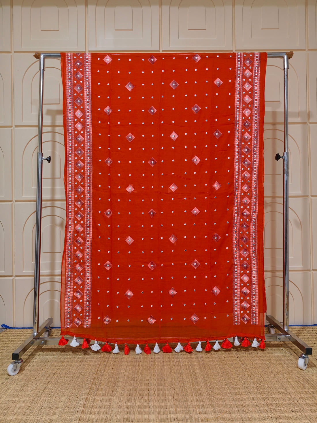 Premium Mul cotton saree with chikankari and foil work