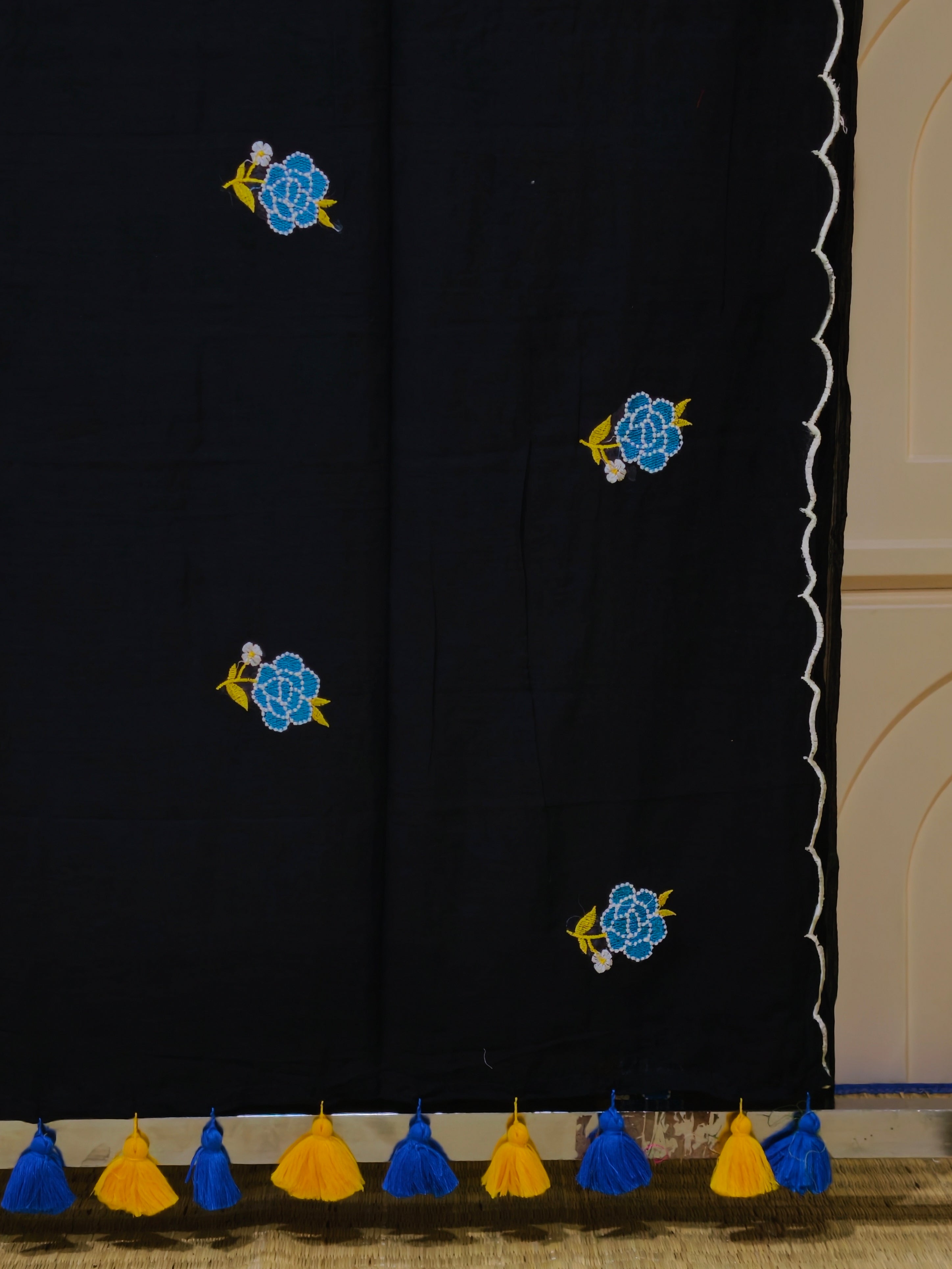 Premium Mul cotton Rose embroidery saree