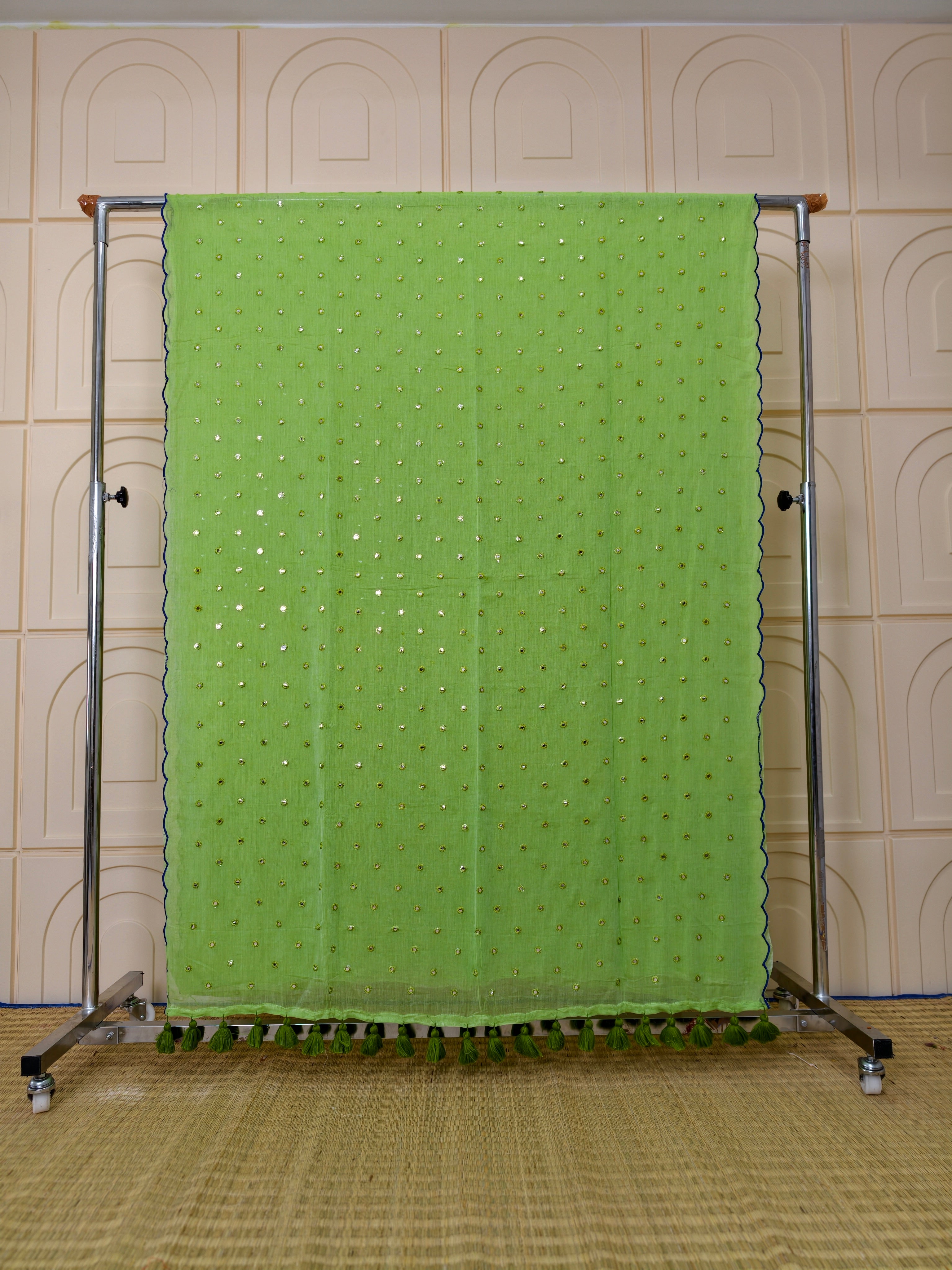 Premium Mul cotton sarees with foil mirror embroidery