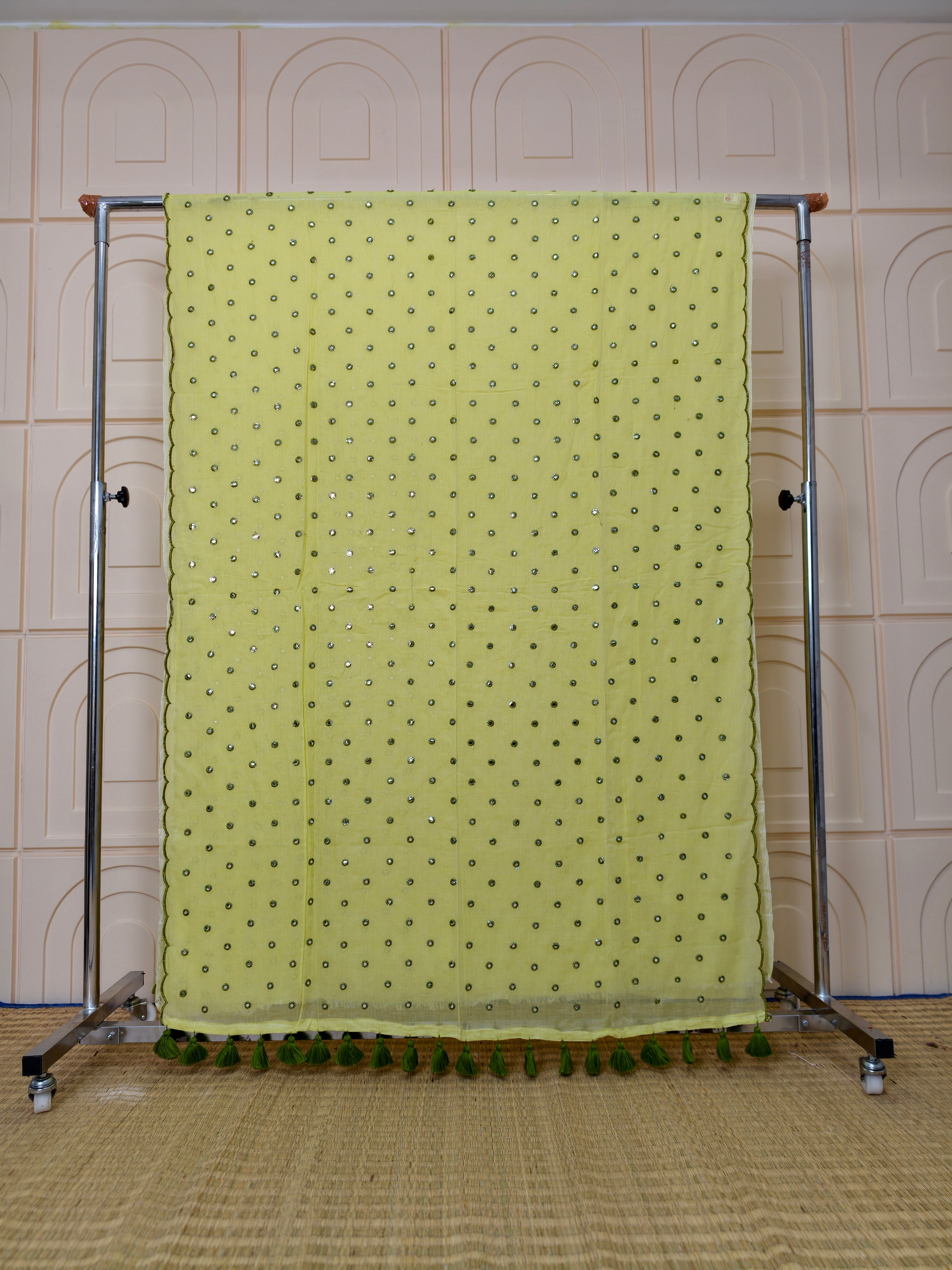 Premium Mul cotton sarees with foil mirror embroidery