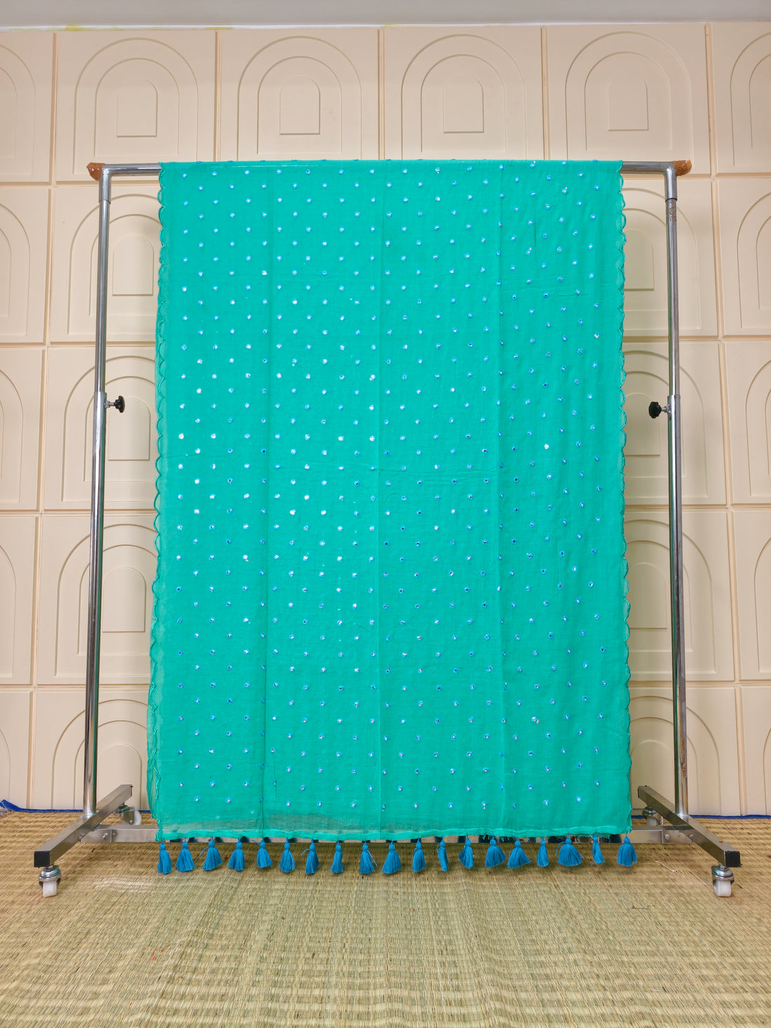 Premium Mul cotton sarees with foil mirror embroidery