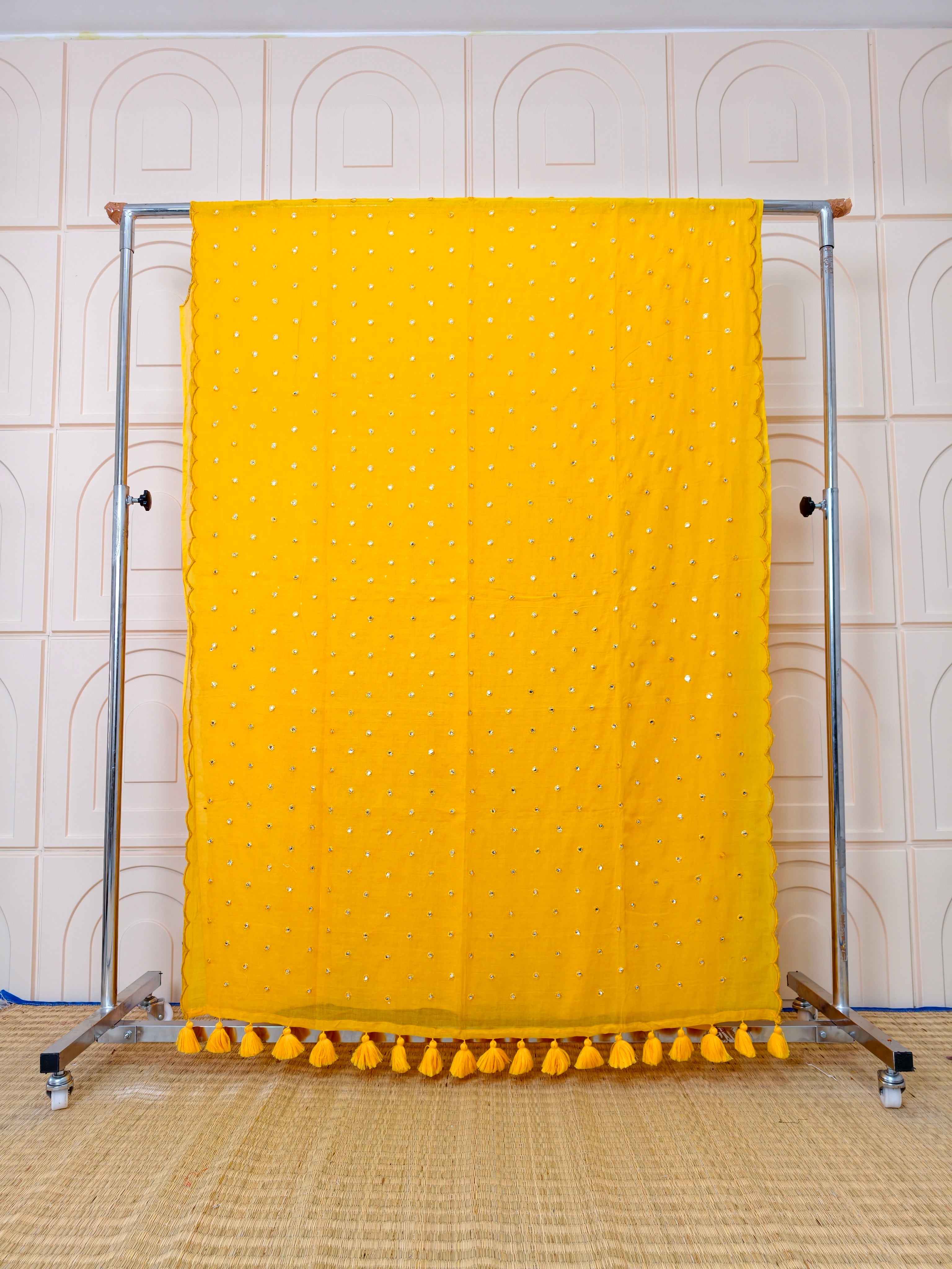 Premium Mul cotton sarees with foil mirror embroidery